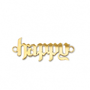 Roestvrij stalen (RVS) Stainless steel bedels tussenstuk ''happy'' Gold