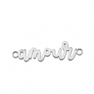Roestvrij stalen (RVS) Stainless steel bedels tussenstuk ''amour'' Silver