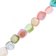 Schelp kralen vierkant Multicolor