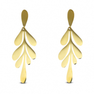 Roestvrij stalen (RVS) Stainless steel oorbellen / oorstekers blad Gold