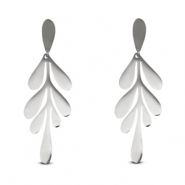 Roestvrij stalen (RVS) Stainless steel oorbellen / oorstekers blad Silver