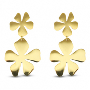 Roestvrij stalen (RVS) Stainless steel oorbellen / oorstekers bloem Gold