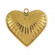Roestvrij stalen (RVS) Stainless steel bedels hart Gold