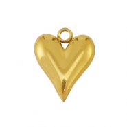 Roestvrij stalen (RVS) Stainless steel bedels hart Gold
