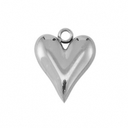 Roestvrij stalen (RVS) Stainless steel bedels hart Silver