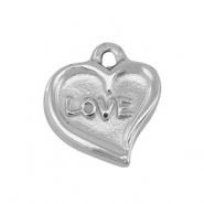 Roestvrij stalen (RVS) Stainless steel bedels hart Silver