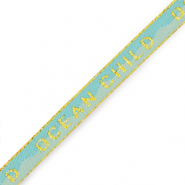 Lint met tekst "Ocean child" Blue-gold