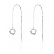 Roestvrij stalen (RVS) Stainless steel oorbellen bloem Silver