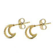 Roestvrij stalen (RVS) Stainless steel oorbellen / oorstekers maan Gold