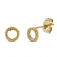 Roestvrij stalen (RVS) Stainless steel oorbellen / oorstekers rond Gold