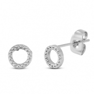 Roestvrij stalen (RVS) Stainless steel oorbellen / oorstekers rond Silver