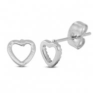 Roestvrij stalen (RVS) Stainless steel oorbellen / oorstekers hart Silver