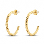 Roestvrij stalen (RVS) Stainless steel oorbellen / oorstekers creolen Gold