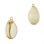 Schelp hangers specials Kauri Cream yellow-gold