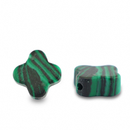 Natuursteen kralen calciet klaver Green-black