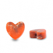 Natuursteen kralen hart Orange-white-brown