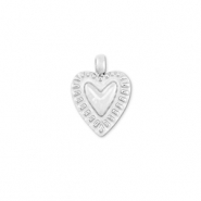 Roestvrij stalen (RVS) Stainless steel bedels hart Silver