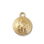 Bedels metaal rond met heilige Gold