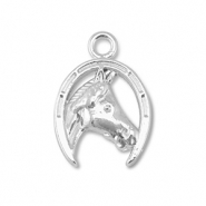 Bedels metaal hoefijzer met paard Silver