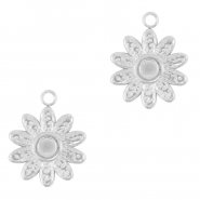Roestvrij stalen (RVS) Stainless steel bedels zonnebloem Silver