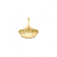 Roestvrij stalen (RVS) Stainless steel bedels ginkgo blad Gold