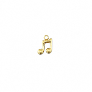 Roestvrij stalen (RVS) Stainless steel bedels muzieknoot Gold