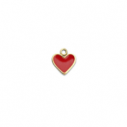 Roestvrij stalen (RVS) Stainless steel bedels hart Gold-red