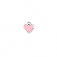 Roestvrij stalen (RVS) Stainless steel bedels hart Silver-pink
