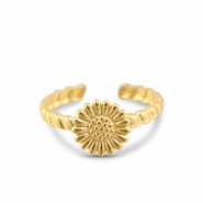 Roestvrij stalen (RVS) Stainless steel ringen bloem Gold