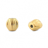 Roestvrij stalen (RVS) Stainless steel kralen ovaal Gold