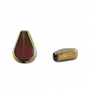 Glaskralen druppel Red transparent-gold