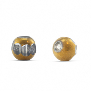 Glaskralen rond Grey transparent-gold