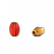 Glaskralen ovaal Red transparent-gold