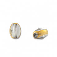 Glaskralen ovaal Grey transparent-gold