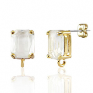 Oorbellen / oorstekers van Crystal Glass met oogje rechthoek Crystal-gold