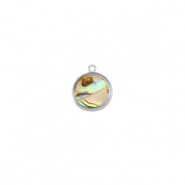 Resin hangers met imitatie schelp rond Silver-taupe