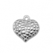 Roestvrij stalen (RVS) stainless steel bedels hart Silver
