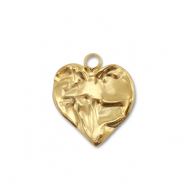 Roestvrij stalen (RVS) stainless steel bedels hart Gold