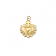 Brass TQ metaal bedels hart met kruis Gold