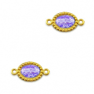 Roestvrij stalen (RVS) Stainless steel tussenstukken zirkonia ovaal Gold-purple
