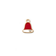 Bedels metaal zirkonia kerstklok Goud-rood-wit