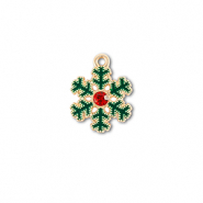 Bedels metaal zirkonia sneeuwvlok Goud-groen-rood