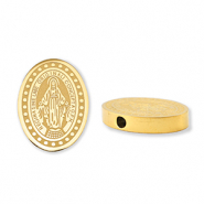 Roestvrij stalen (RVS) Stainless steel kralen ovaal religieus Gold