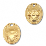 BY31&reg; Roestvrij stalen (RVS) stainless steel bedel angelnumbers 222 / alignment Gold