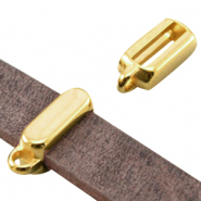 DQ metaal schuiver met oog rechthoek (voor DQ leer plat 10mm) Goud (nikkelvrij)