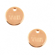 Bedels DQ metaal 12mm "sisters" Ros&eacute; goud (nikkelvrij)