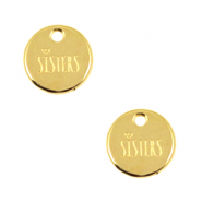 Bedels DQ metaal 12mm "sisters" Goud (nikkelvrij)