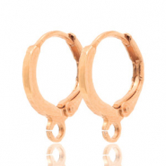 Onderdelen DQ metaal sluitbare oorhangers met oog Ros&eacute; goud (nikkelvrij)