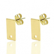 Onderdelen DQ metaal earpin rechthoek 6x12mm Goud (nikkelvrij)