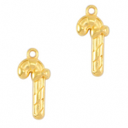 Bedels DQ metaal kerst zuurstokje Goud (nikkelvrij)